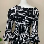 BCBGMAXAZRIA Maxazria Black White Bell Sleeve Dress Photo 7