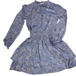 PINCH Tiered Ruffle Skirt Mini Dress Watercolor Pastel Smocked Waist Size S Purple Photo 0