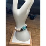 Turquoise & Pearl Stretch Bracelet With Swarovski Crystal Pave Accents White Photo 3