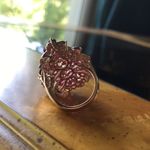 Natural Rhodolite Garnet Sterling Silver Cocktail Ring Size 7 Gold Photo 5