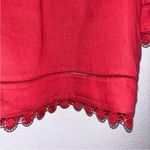 Lauren Ralph Lauren Womens Red Linen V Neck 3/4 Sleeve Blouse Size Small Photo 3