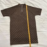 Vintage Brown tan polka knit jacquard dot quarter zip biker look top size large Photo 5