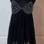 Morgan Taylor  BLACK MESH PLEATED CAMI SLIP DRESS Photo 0