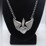 Silver Winged Sacred Heart Necklace Photo 1