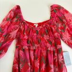 Maisie Red and Pink Floral Print Mesh Midi Dress Women’s Size Medium NWT Photo 3
