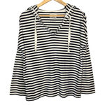 Lou & grey  Striped Hoodie Long Sleeve V Neck Top Organic Cotton Size Small Photo 0