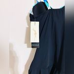 PROFILE BY GOTTEX BACHATA D CUP V NECK SWIMDRESS ONE PIECE SWIMSUIT Sz 10 Blue Photo 4