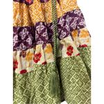 Free People NWT  Many Layers Printed Skirt Full Flowy Boho Scarf Stripes Earthy M Photo 6