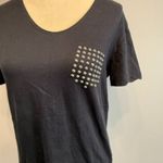 ZARA women's small black studded cotton t-shirt Photo 1