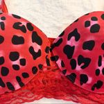 Red & Pink Cheetah Leopard Animal Print Lace Trim Wireless Bra Size 36C Photo 3