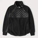 Abercrombie & Fitch Asymmetrical Snap-Up Fleece Faux Leather Pullover in Black L Photo 0