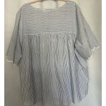 The Vermont Country Store Women's 3/4 Sleeve Blouse Blue White Stripe Size 2X‎ Photo 5