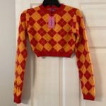 Edikted  Red and Orange Argyle Sweater-so soft cropped length 14” bust 28” Photo 4