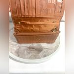 Source Unknown Woven Tan Trifold Wallet Faux Leather Snap Closure 8”x4.5” Photo 2