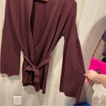 Talbots Cute plum pudding marino wool tie waist open front sweater bell sleeve Photo 6