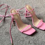 Zhabtuc Pink Lace Up Heels SIZE 8.5 Photo 0