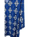 VTG Leota for Dia & Co Blue White Floral Geometric Print Top 3L V Photo 2