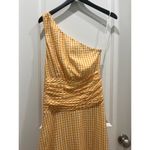 NWOT Peony One Shoulder Gingham Orange & White Midi Dress Mandarin Sz L Size L Photo 2