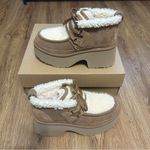 UGG  chestnut suede wool Platform heeled ankle boots booties shoes women’s 8 new Photo 6