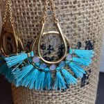 Rebecca Minkoff NEW! BOHO Gold & Turquoise Fringe Tassel Dangle Earrings Photo 3