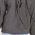 LNA  Waffle Lace Up Gray Sweater Photo 0