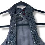 Vintage Roberta Midnight Black Sequin Halter Open Back Sleeveless Maxi Gown Size M Photo 6