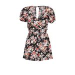 Louna Puff Sleeve Romper Women's Medium Black Floral V Photo 11