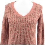 Anthropologie Anthro MOTH Coral Beige Marled V-Neck Wool Blend Side Zip Sweater EUC S Photo 5