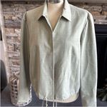 Oscar de la Renta Green Boxy Button Down Jacket Photo 6