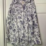 Cynthia Rowley  Linen Lavender Floral Button Down Shirt 2X Photo 1