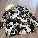 ZARA satin oversized button down black & white summer floral Photo 5