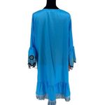 Misslook Womens Bell Sleeve Boho Tassel Ruffle Fringe Hem‎ Dress Blue XL NWOT Photo 3