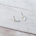 Very Small Silver Tone Feather Stud Earrings Photo 1