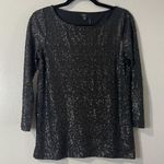 J. CREW Sequin 3/4 Sleeve Boat Neck Blouse Size XS Black NWT Holiday Party Photo 0