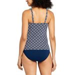 Lands' End Women's Square Neck Underwire Tankini Top Navy Floral 12DD Swim Beach Blue Size 12 Photo 1
