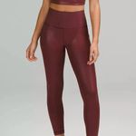 Lululemon Wunder Train HR Tight 25" Shiny Foil Burgundy Red Leggings Size 16 Photo 0