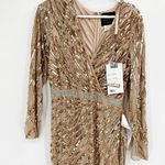 Mac Duggal  5438 Gold Copper Long Sleeve Streaked Sequin Gown Size 8 NWT Photo 8