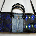 Vintage Clever Carriage Company Denim Lace And Leather Patchwork Tote Bag Blue Photo 0