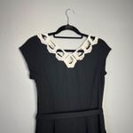 Libertine for Target Black Crepe Mini Dress Size 7 Crochet Collar Belted Photo 5