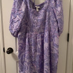 Ava & Viv  Women's Purple Swirl Puff Elbow Sleeve Mini Dress Size 2X Photo 0