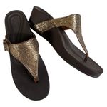 NWOT Aetrex Kate Shimmery Gold Wedge Sandals Size 10 Photo 0