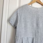 Lintico Morgan 100% Linen Striped Short Sleeve Midi Dress Boho Lagenlook Size S Blue Photo 12