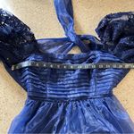 Lulus NWOT Significant Splendor Navy Organza Pleated Puff Sleeve Midi Dr… Photo 7