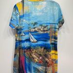 Onque Ocean Scene Printed Short Sleeve Cotton Top with Rhinestones Size Small Photo 2