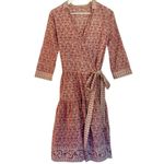 Pomegranateāblock print wrap collared dress size small Pink Photo 1