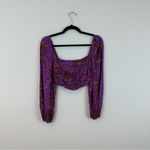 Urban Outfitters Purple Floral Cropped Length Long Sleeve Blouse Size XS Photo 1