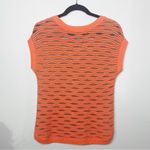 Ann Taylor  Mesh Open Weave Short Sleeve Sweater Orange Metallic Photo 8