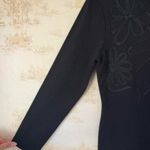 Vintage black wool floral embroidery long sleeve button sheath sweater dress Photo 3