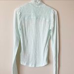 Free People NWT  Caroline Smocked Mock Neck Iced Aqua Turtleneck Photo 4