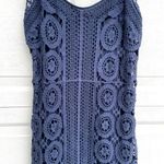 NWT V Christina Womens Dress Navy Blue Crochet Sleeveless Mini Medium Photo 3